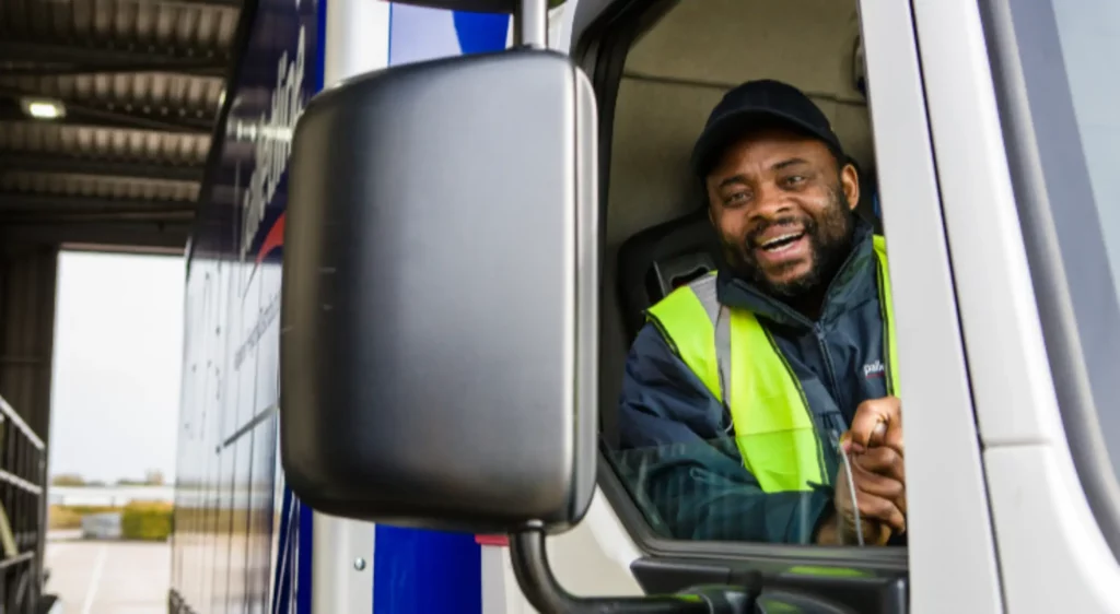Palletline driver in lorry